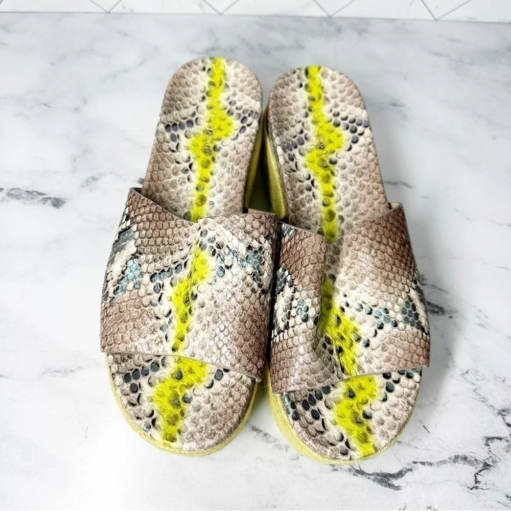 Kate Spade Zia Platform Leather Espadrille Snake Print Size 9 B